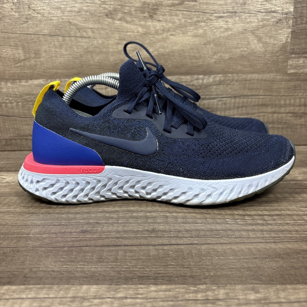 Nike Epic React Flyknit Blue Pink Womens US Size 8 AQ0070-400 Running Shoes